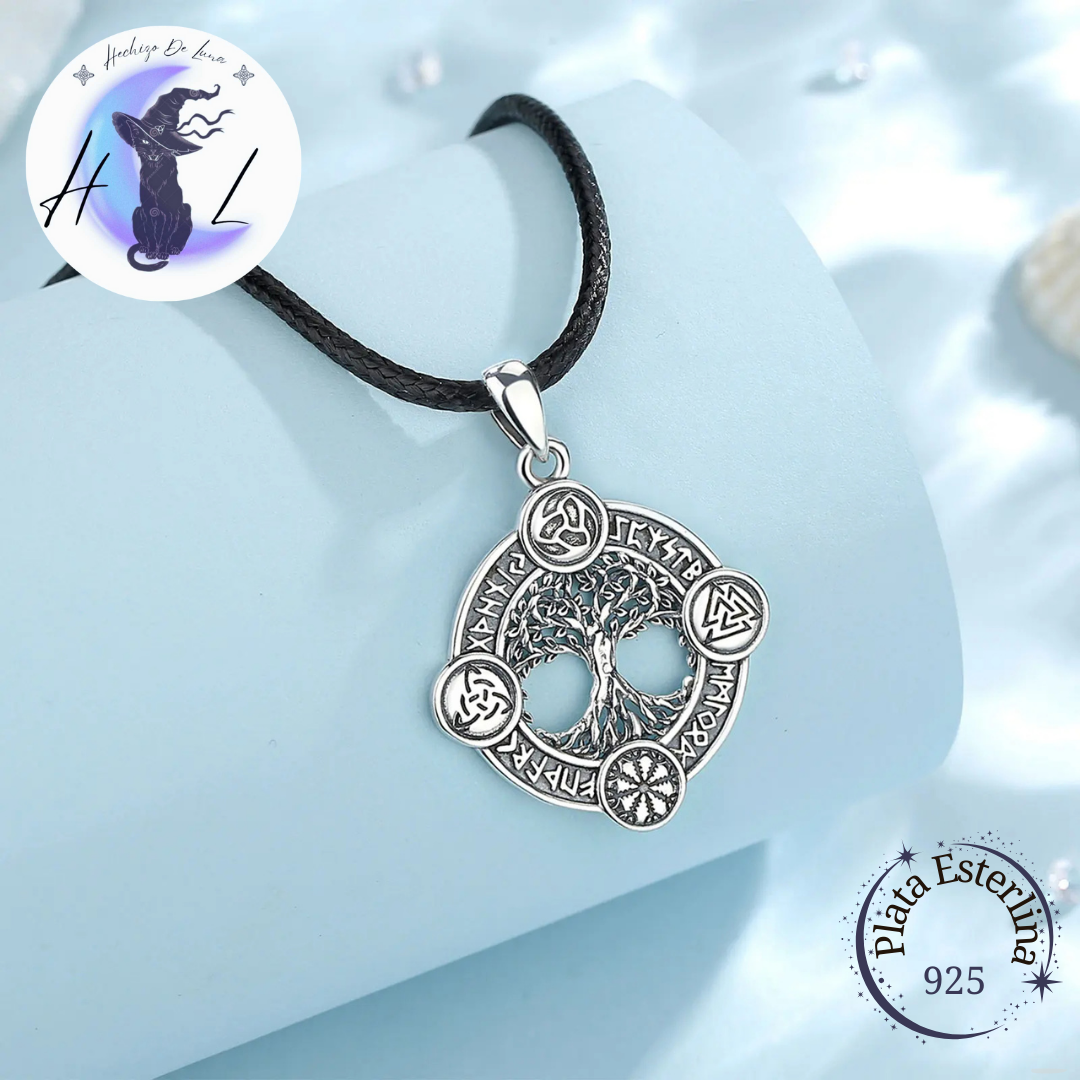 Colgante Árbol La Vida, Runas Nórdicas. Valknut, Hexa, Triqueta Celta,  Yggdrasil.