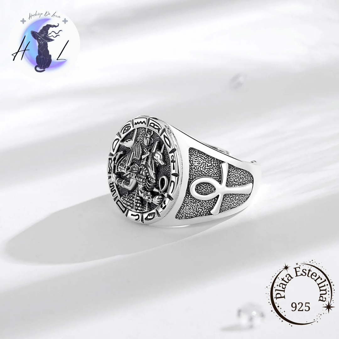 Anillo De Plata Ajustable, Dios Anubis.