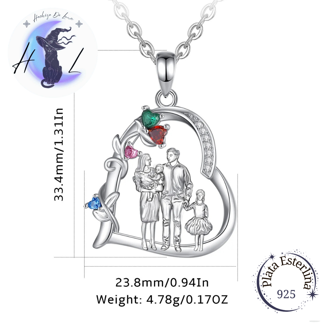 Colgante De Plata Y Circón, Diseño Familia.