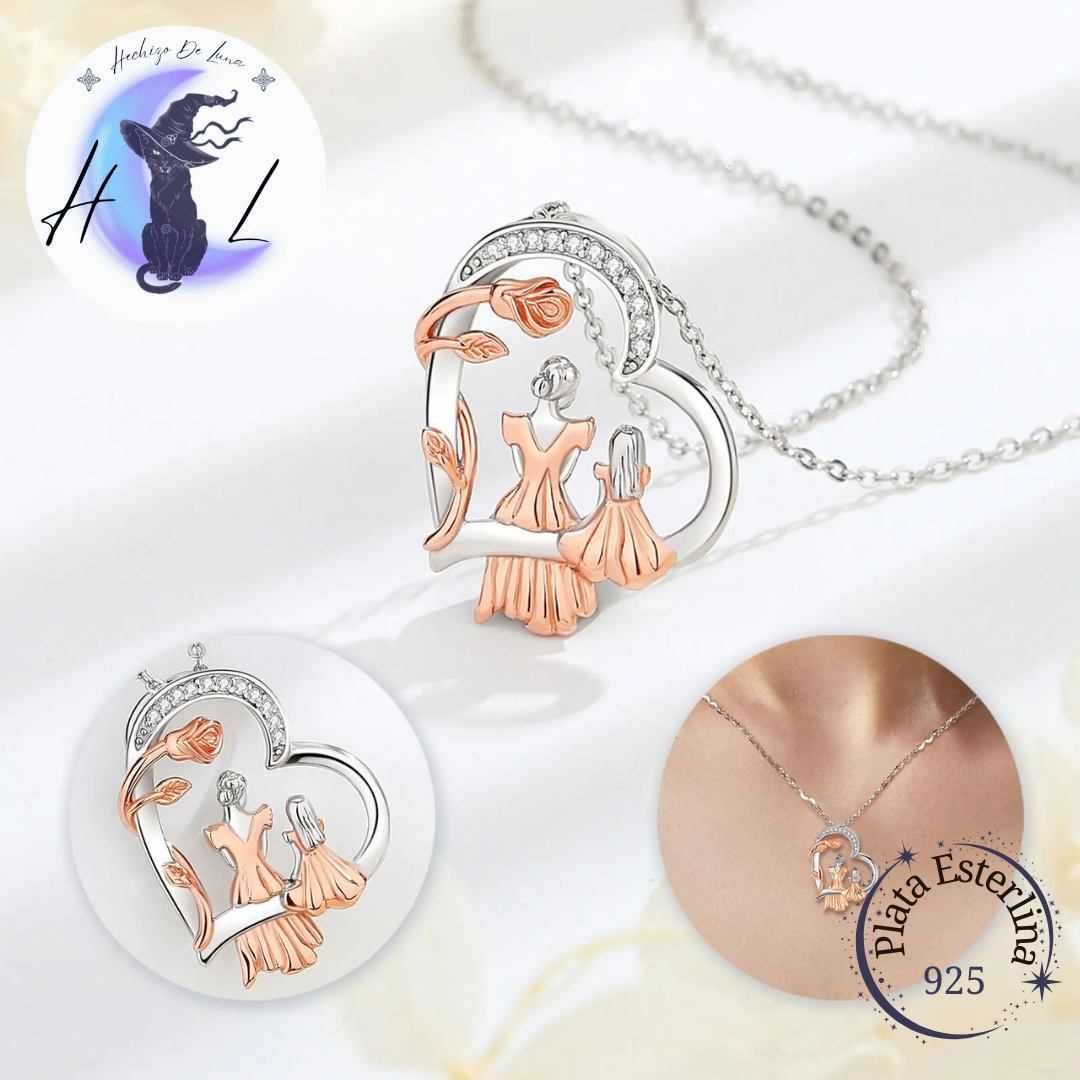 Colgante De Plata Y Circón, Diseño Madre e Hija.