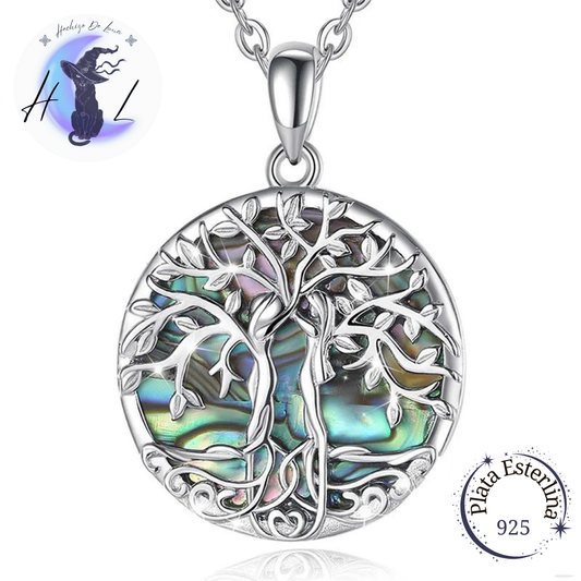 Colgante De Plata Y Abulón, Diseño Árbol De La Vida "Yggdrasil"