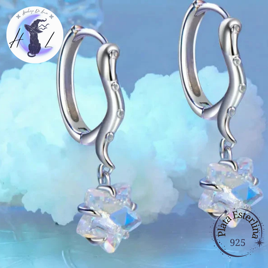 Aros De Plata Y Ópalo, Diseño Estrella De Mar Y Tentáculos.