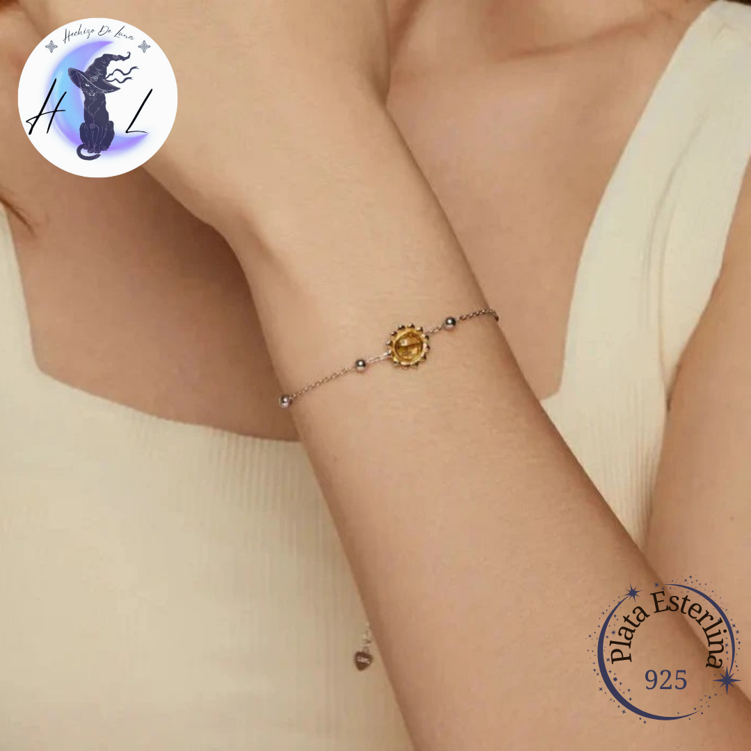 Pulsera De Plata, Diseño Girasol.