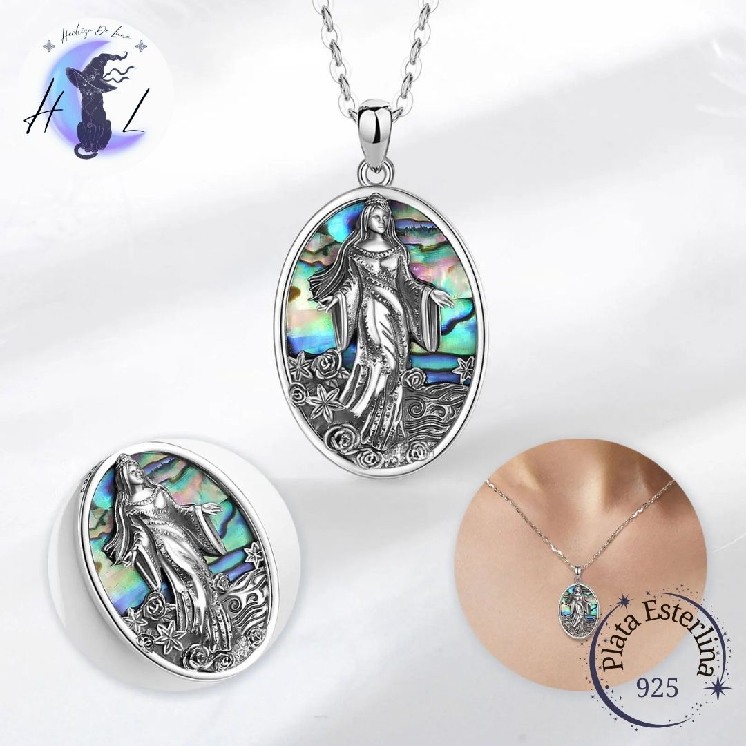 Colgante De Plata Y Abulón, Diseño Diosa del Mar.
