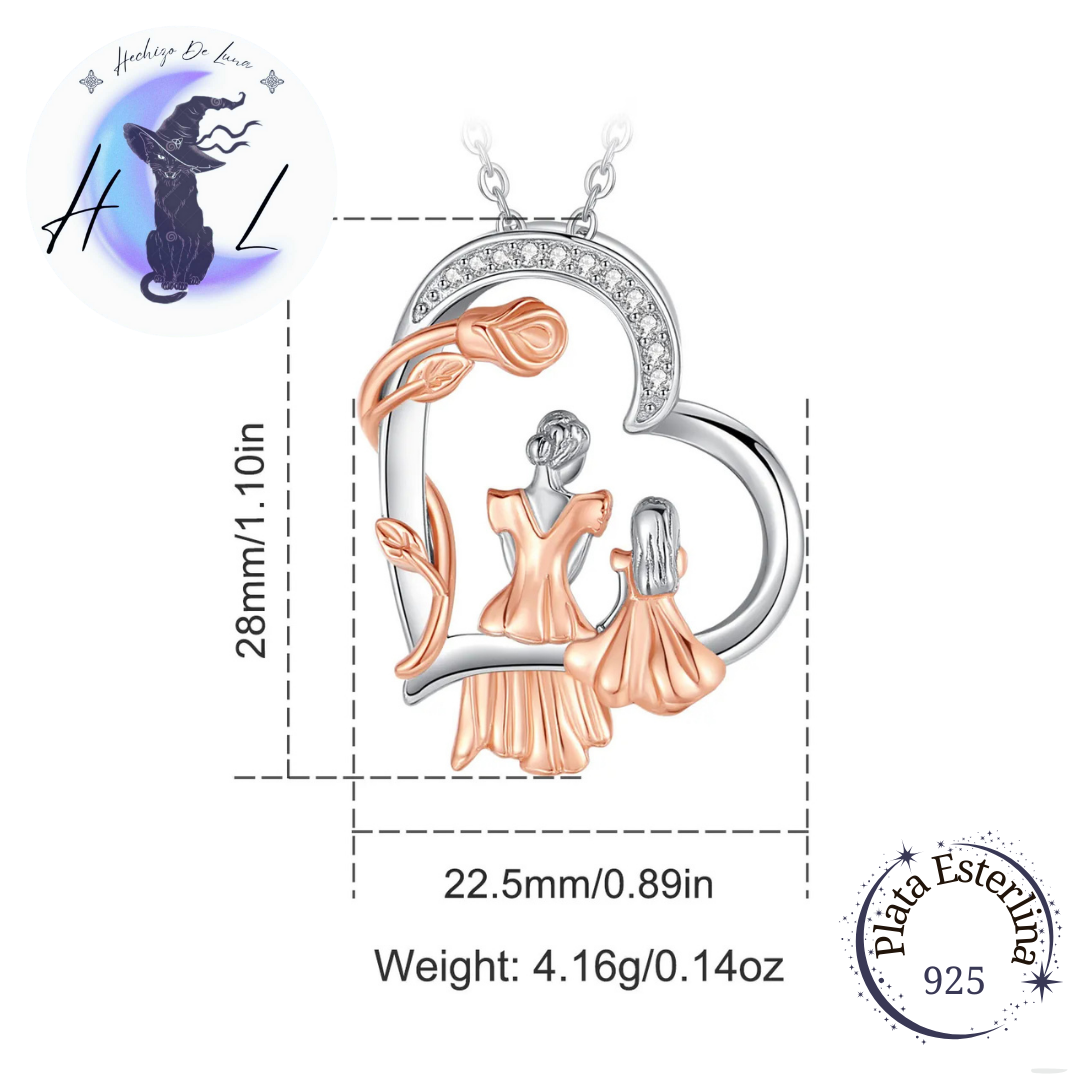 Colgante De Plata Y Circón, Diseño Madre e Hija.