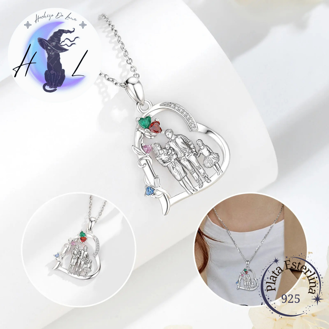 Colgante De Plata Y Circón, Diseño Familia.