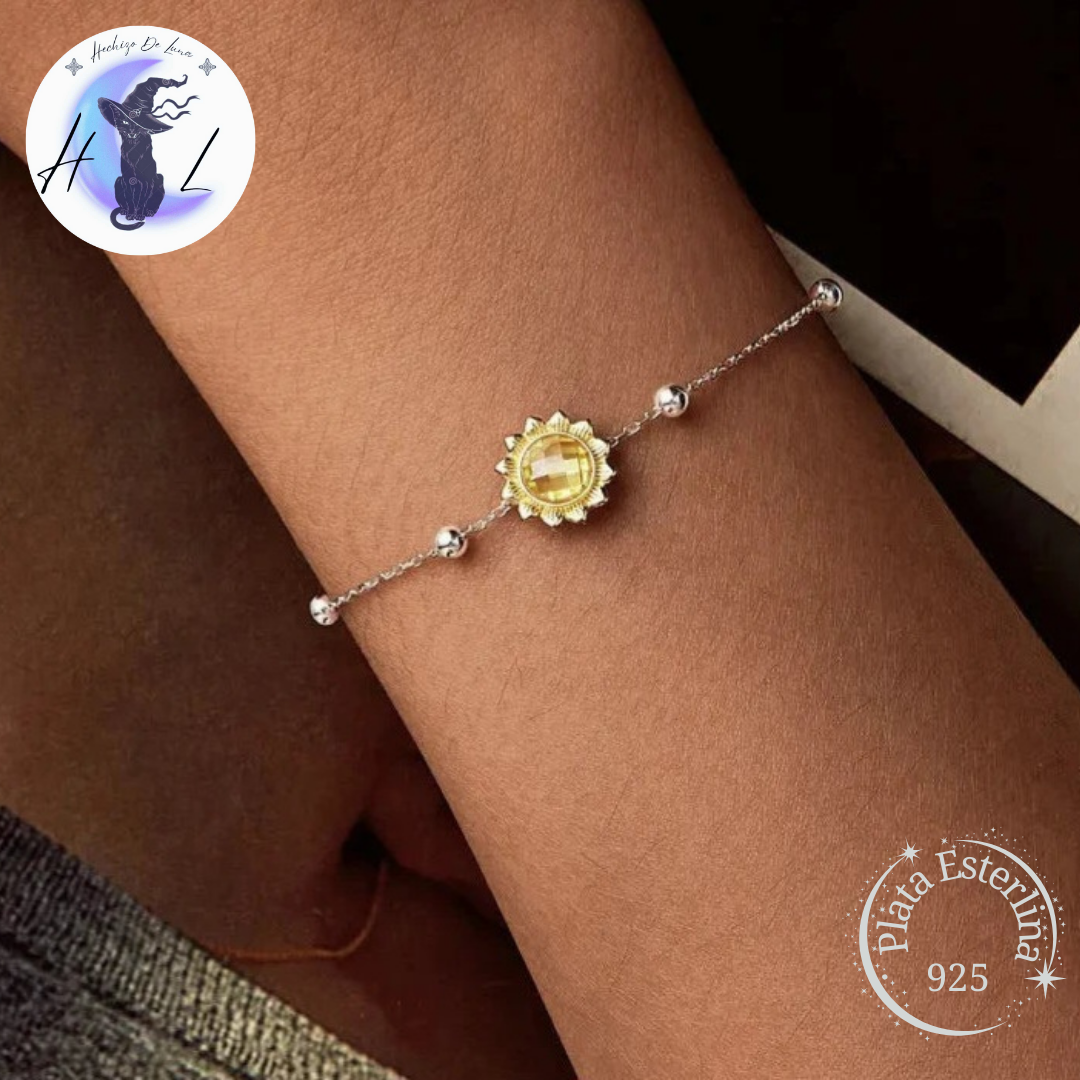 Pulsera De Plata, Diseño Girasol.