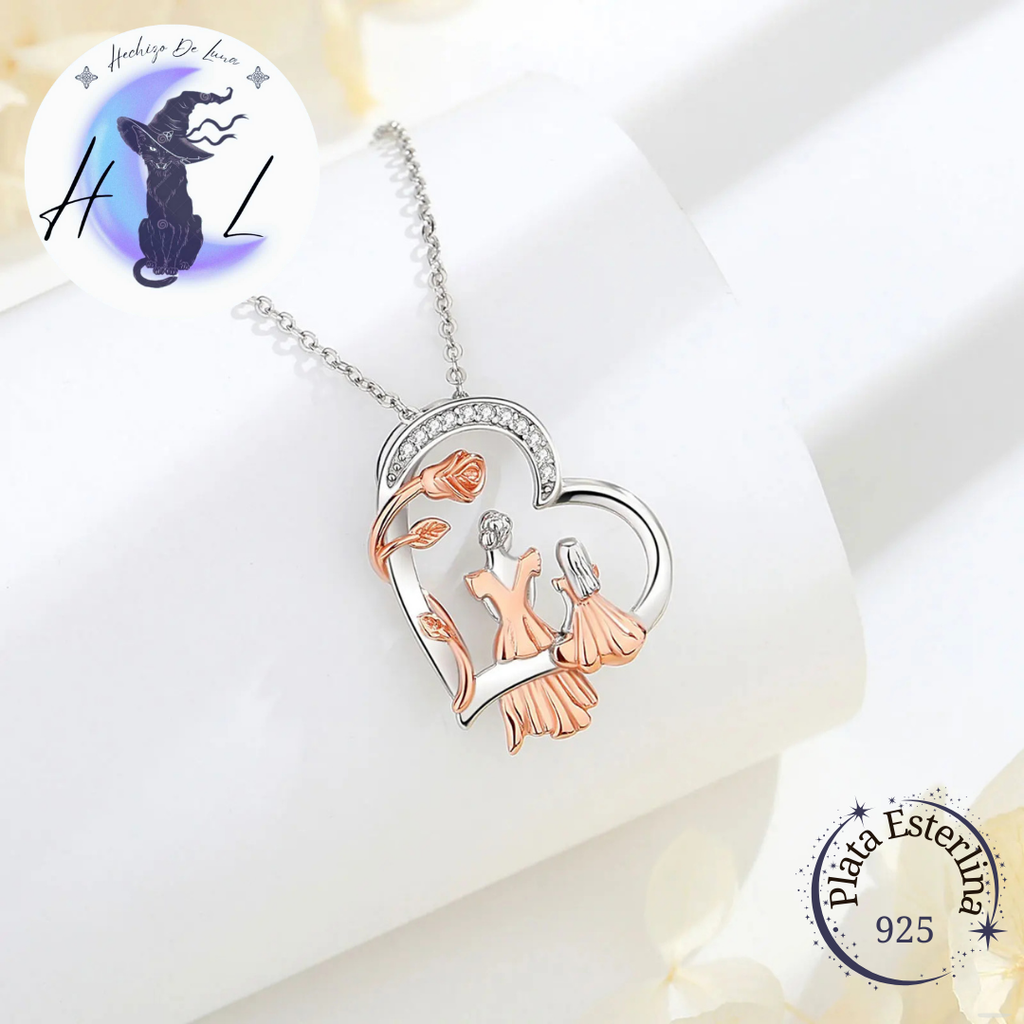 Colgante De Plata Y Circón, Diseño Madre e Hija.