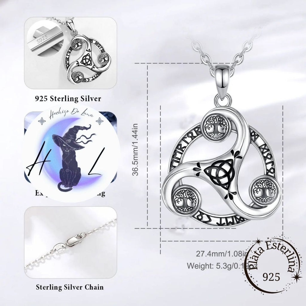 Colgante de Plata, Trisquel con Símbolos Nórdicos.