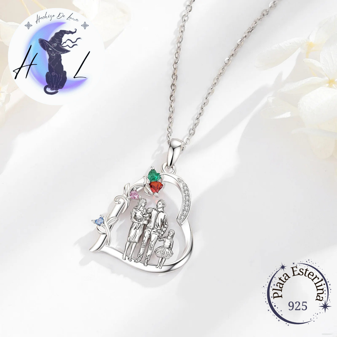 Colgante De Plata Y Circón, Diseño Familia.