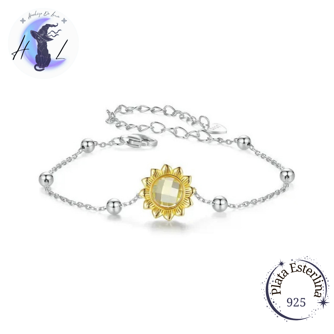 Pulsera De Plata, Diseño Girasol.