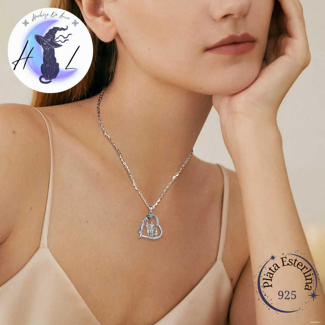 Colgante De Plata Y Circón, Diseño Familia.
