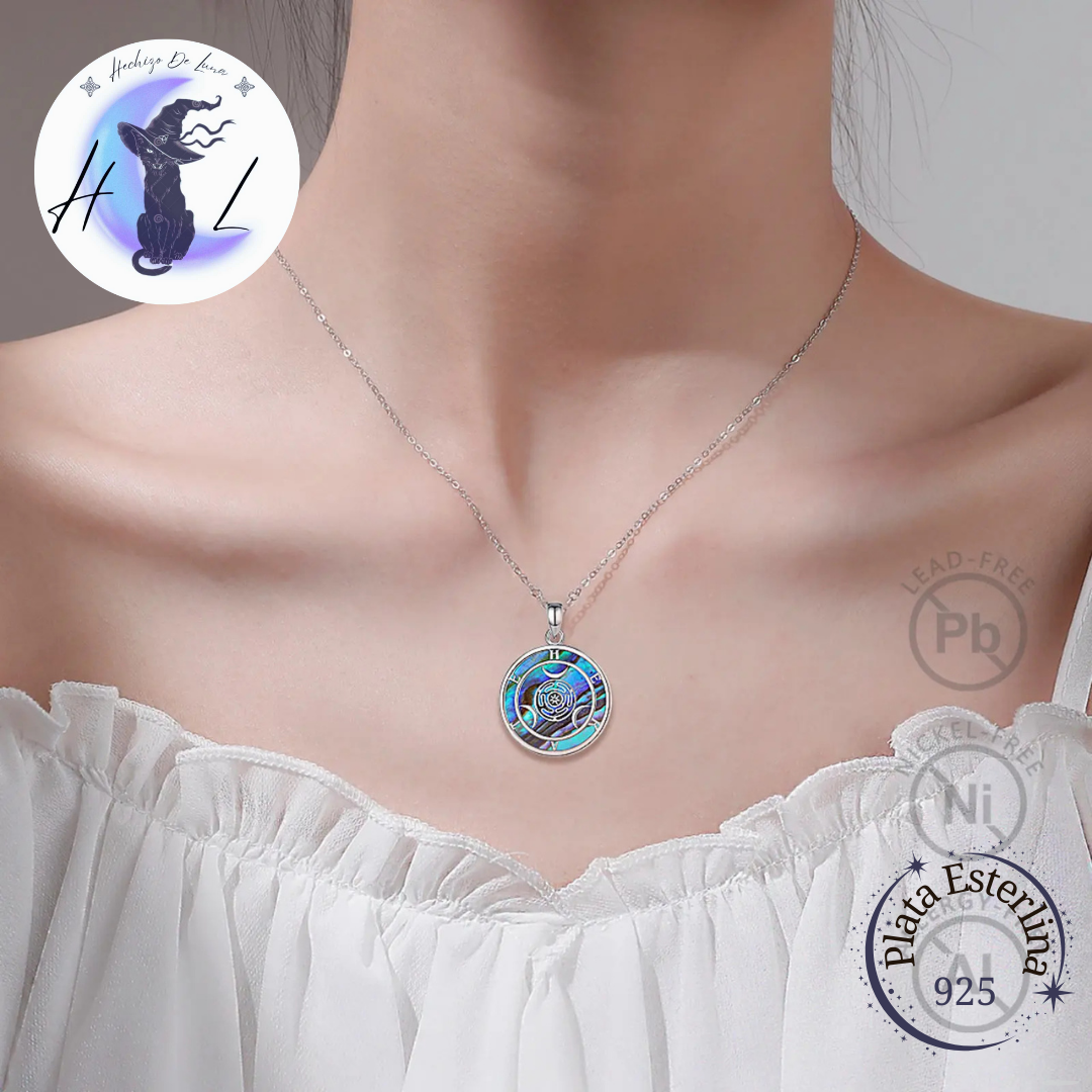Colgante De Plata y Abulón, Diseño Hécate Triple Diosa.