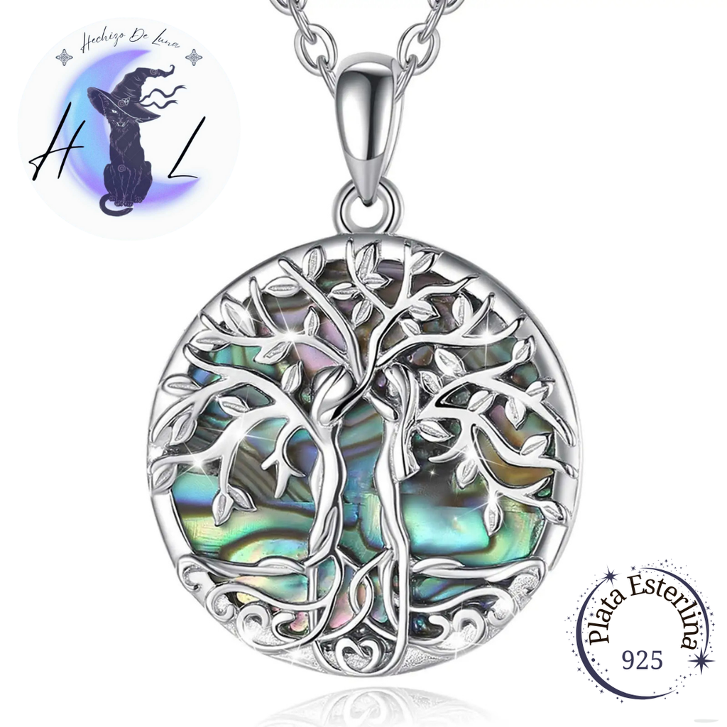 Colgante De Plata Y Abulón, Diseño Árbol De La Vida "Yggdrasil"