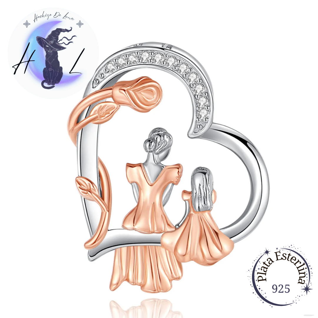Colgante De Plata Y Circón, Diseño Madre e Hija.
