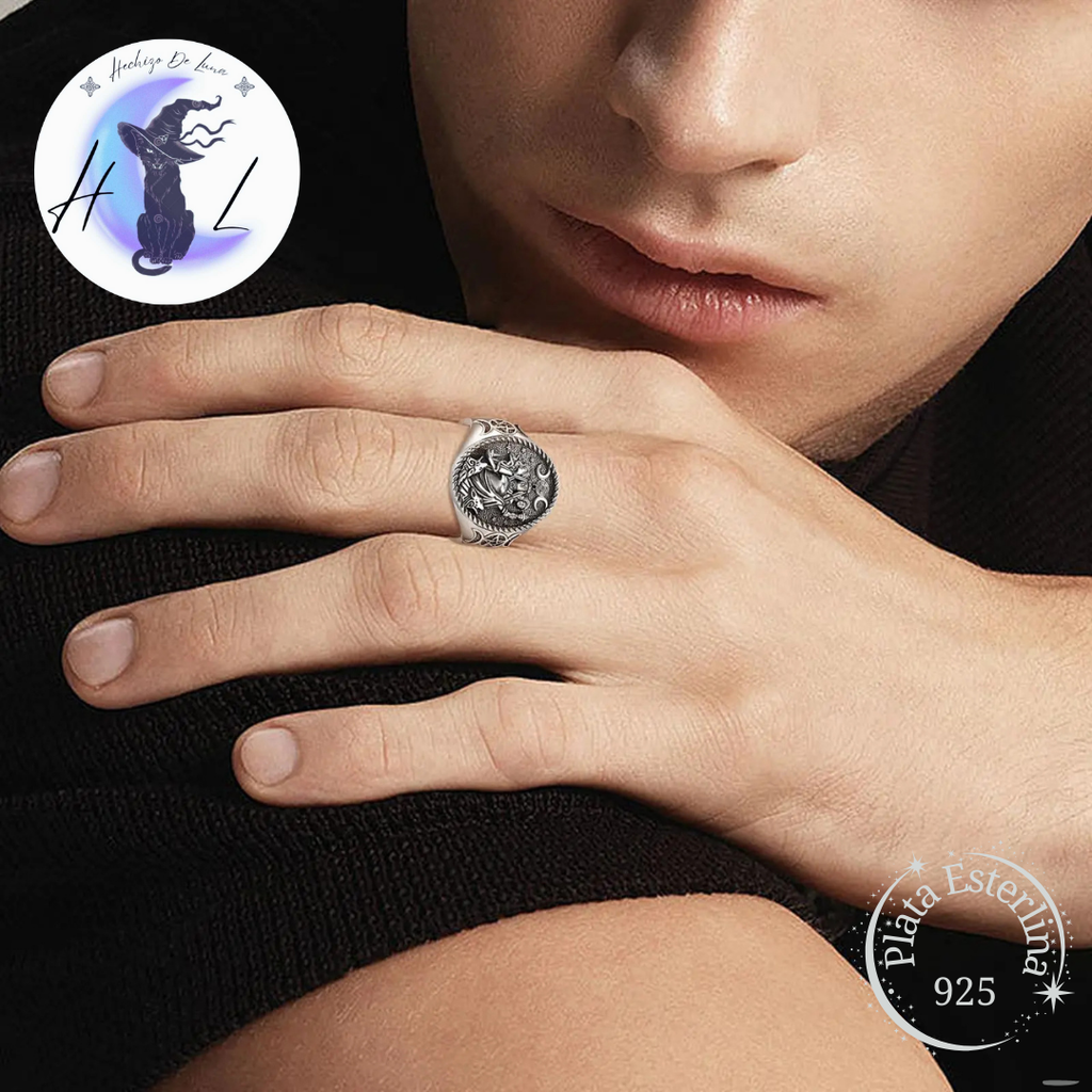 Anillo De Plata Ajustable, Diseño Triple Diosa.