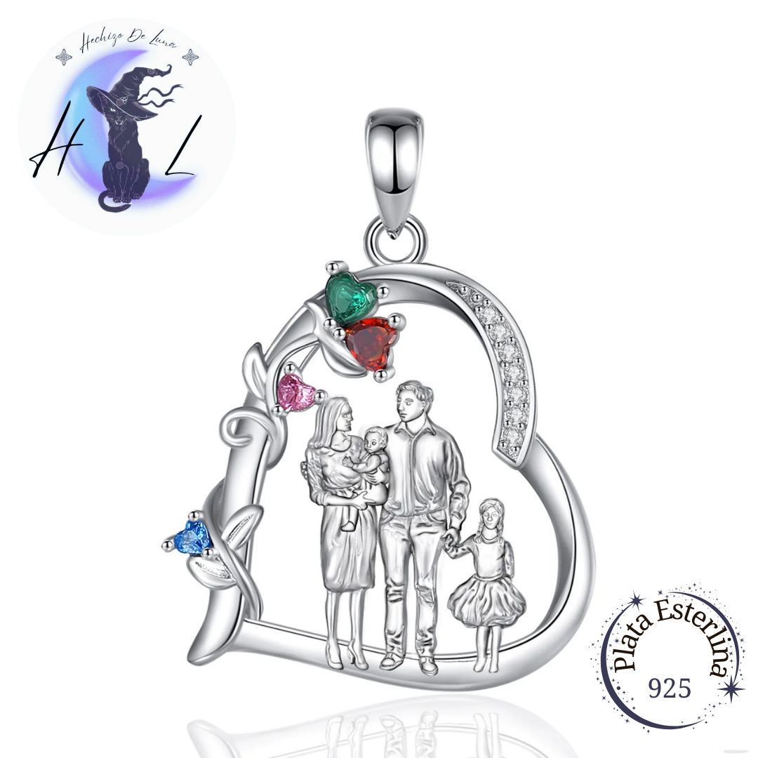 Colgante De Plata Y Circón, Diseño Familia.