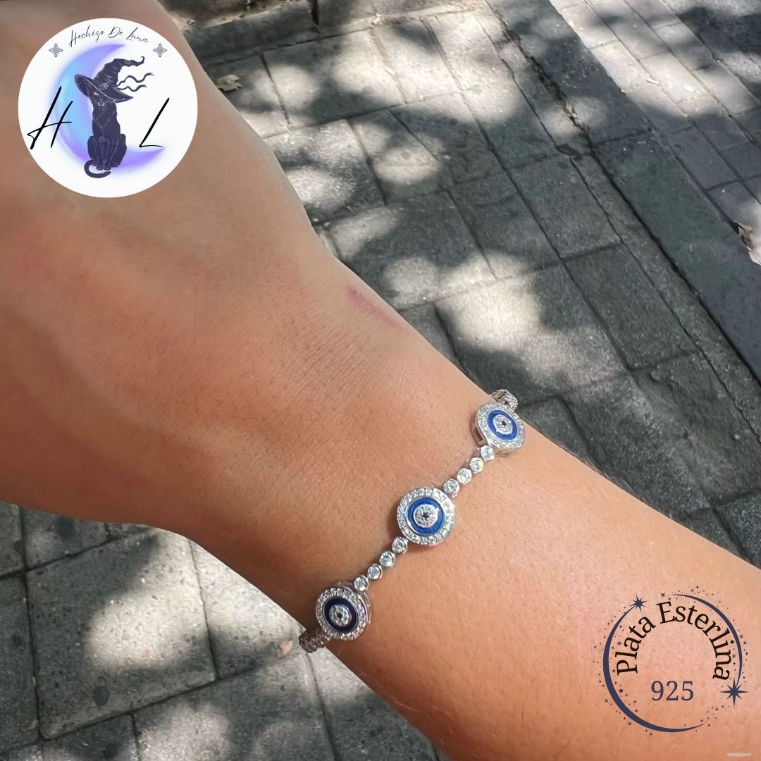 Pulsera Ojo Turco con Circones de Plata.