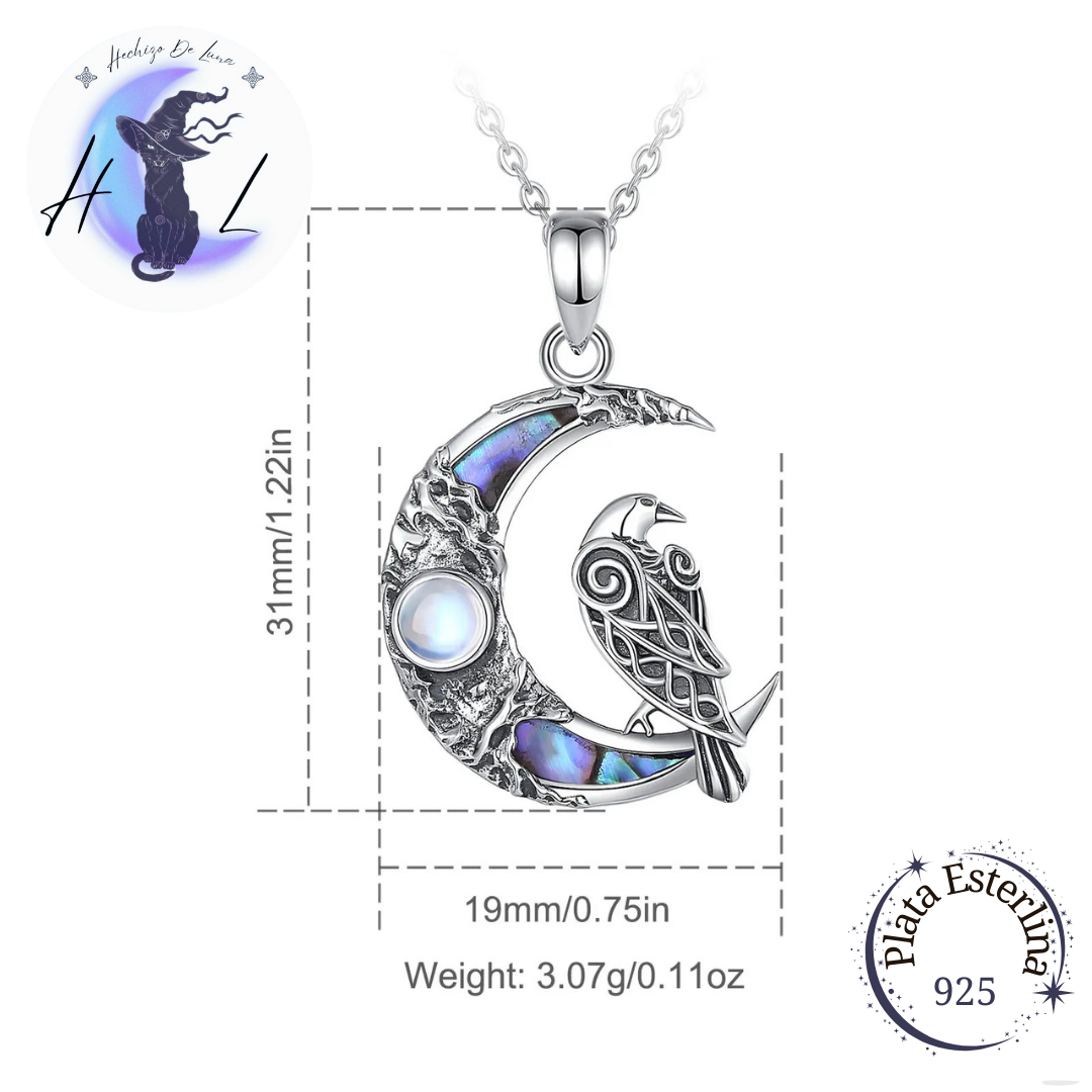 Colgante De Plata Y Abulón, Cuervos de Odin "Huginn y Muninn".