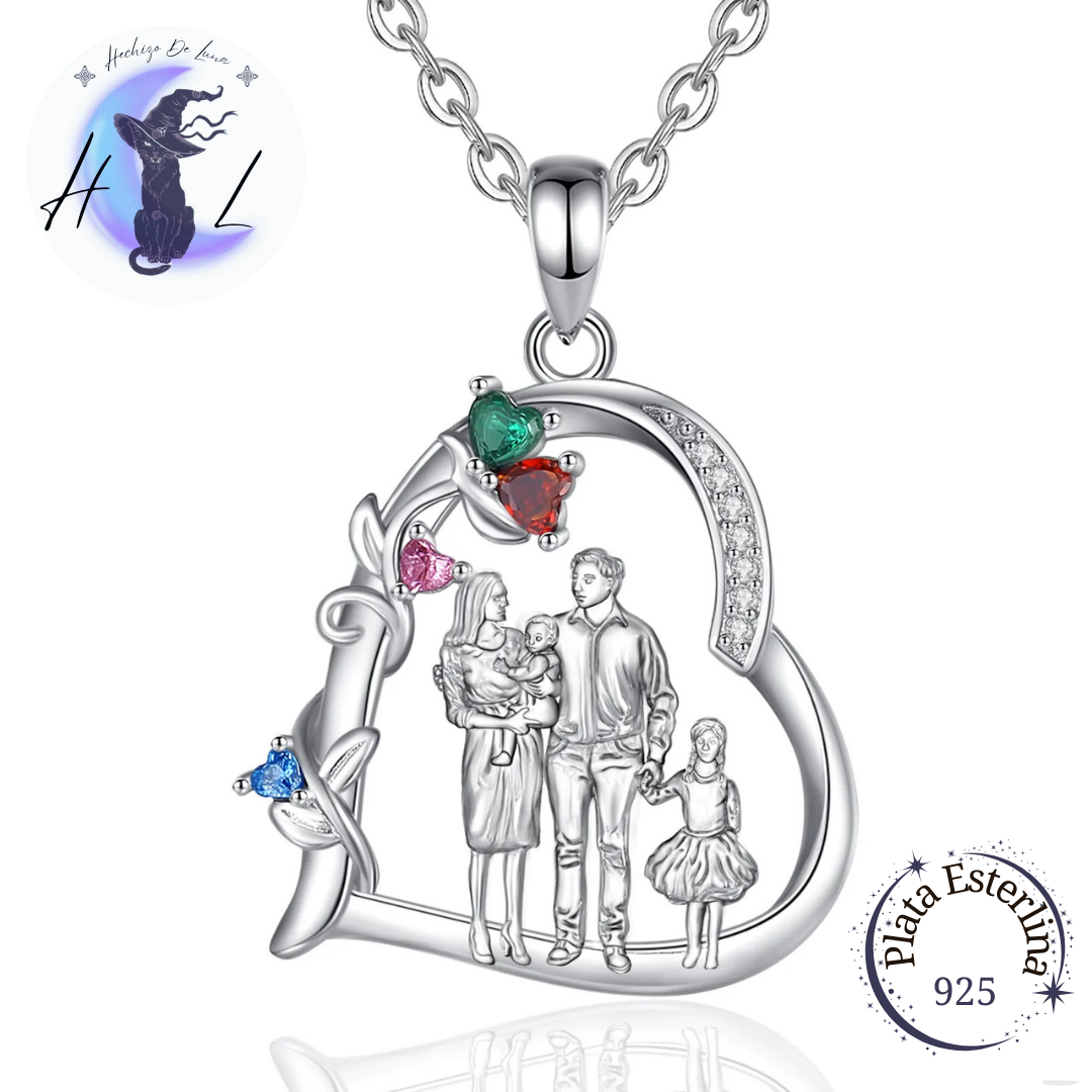 Colgante De Plata Y Circón, Diseño Familia.