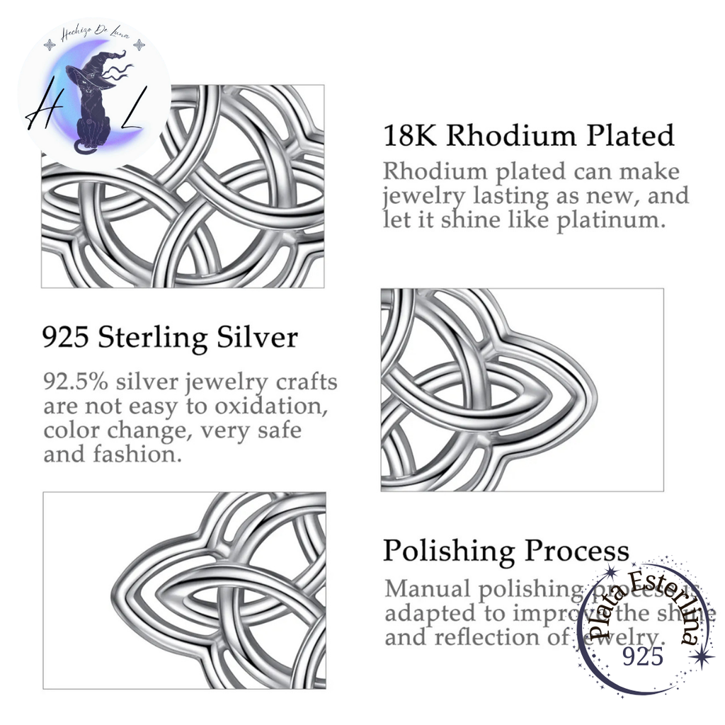 Aros Colgantes De Plata, Diseño Nudo De Bruja.