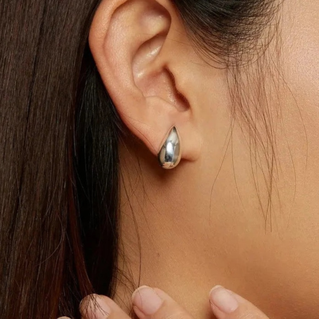Aros Gotas De Agua De Plata.