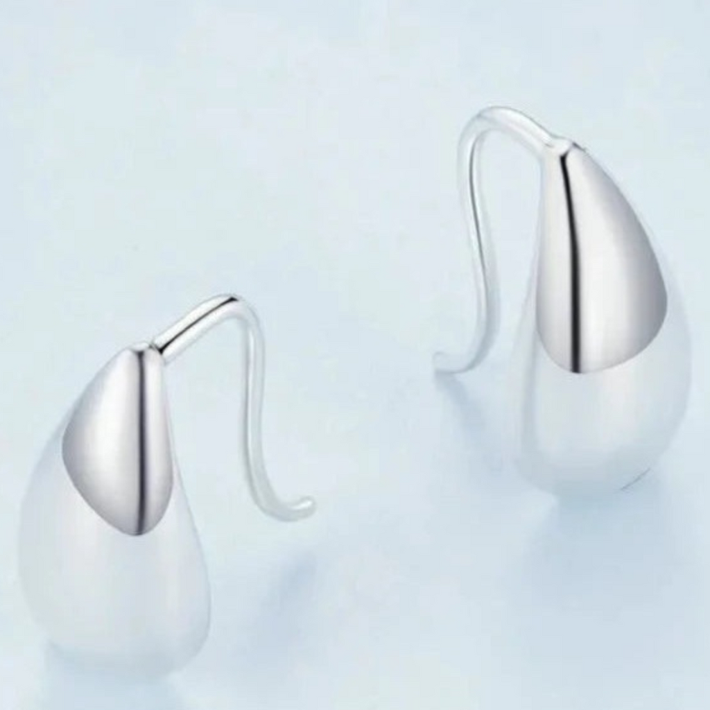 Aros Gotas De Agua De Plata.