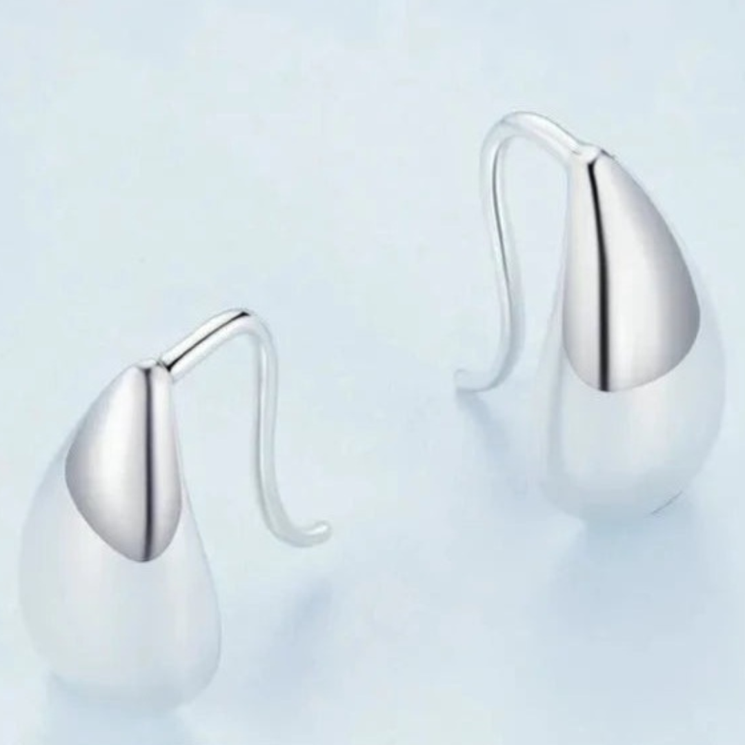 Aros Gotas De Agua De Plata.