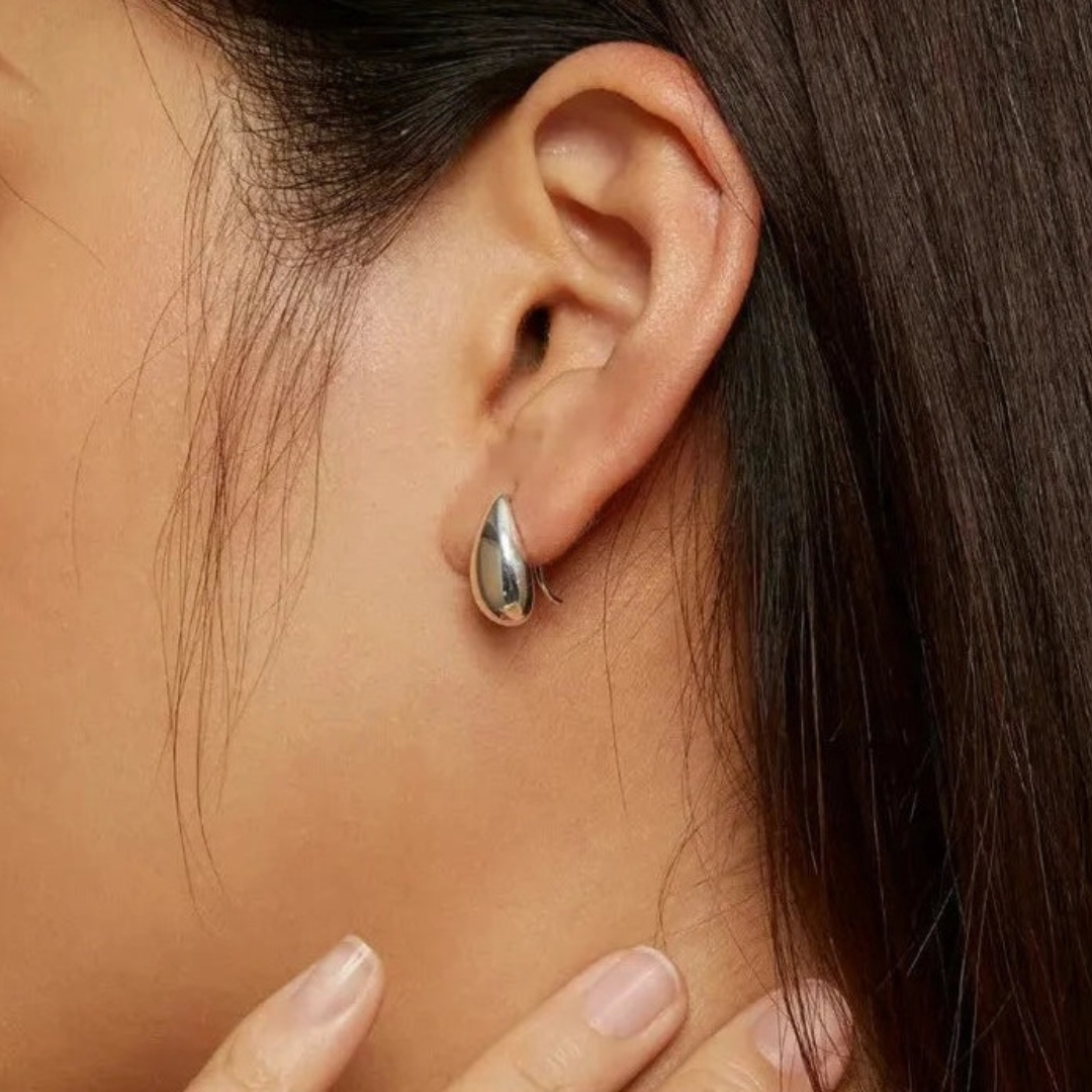 Aros Gotas De Agua De Plata.