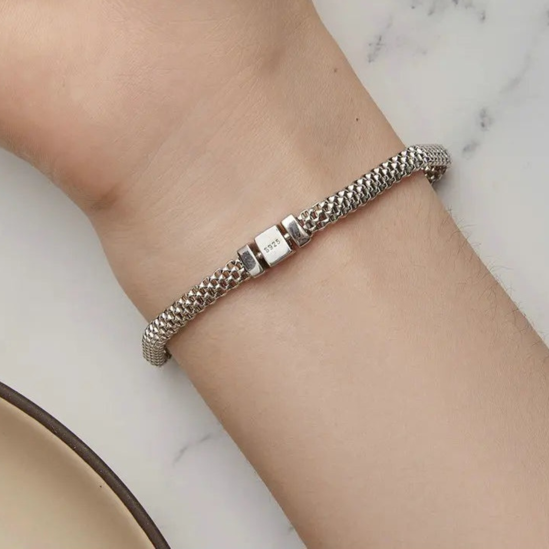 Pulsera de Malla de Punto de Plata.