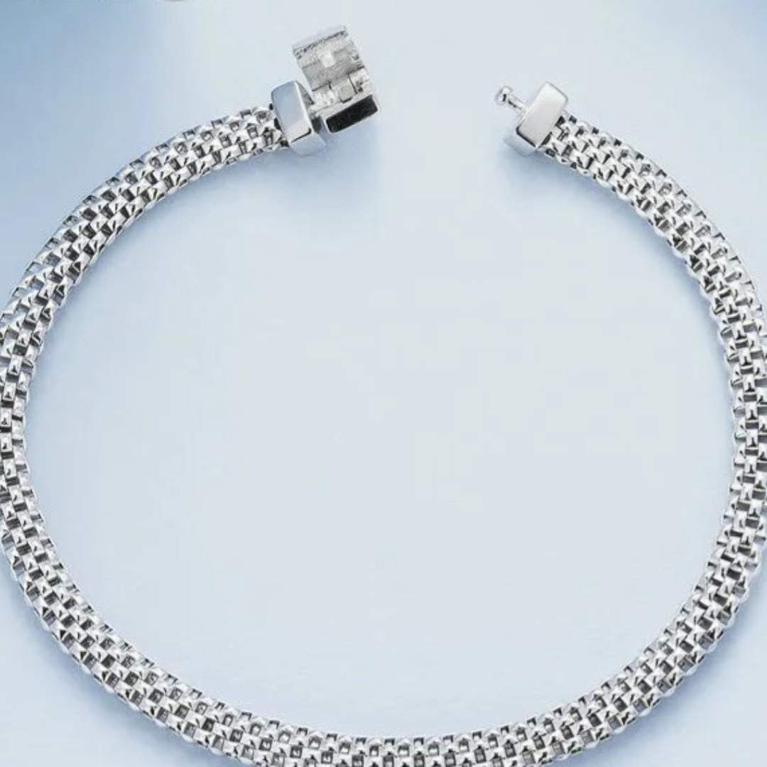 Pulsera de Malla de Punto de Plata.