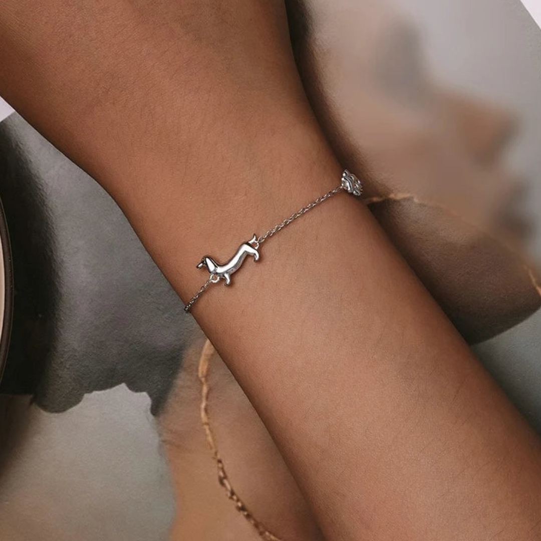 Pulsera De Plata Diseño Perro Duchshund.