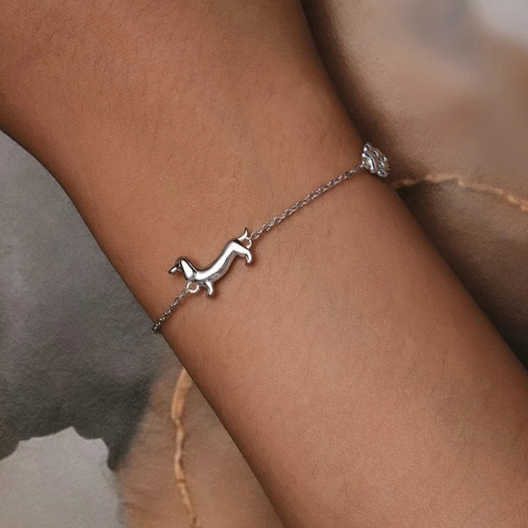 Pulsera De Plata Diseño Perro Duchshund.