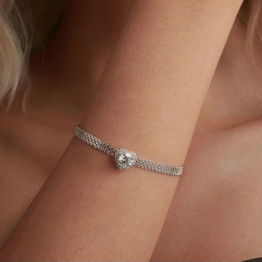 Brazalete Ajustable eslabones de Malla de Plata.