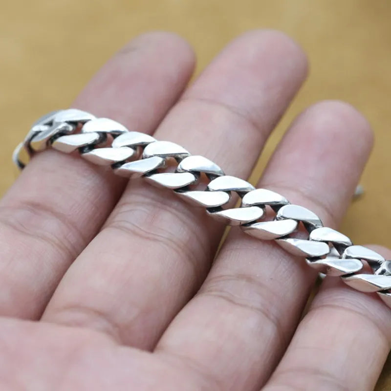 Pulsera Eslabón Martillado de Plata.