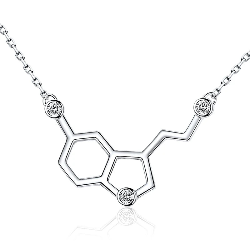 Collar De Plata, Diseño Serotonina Con Circón.