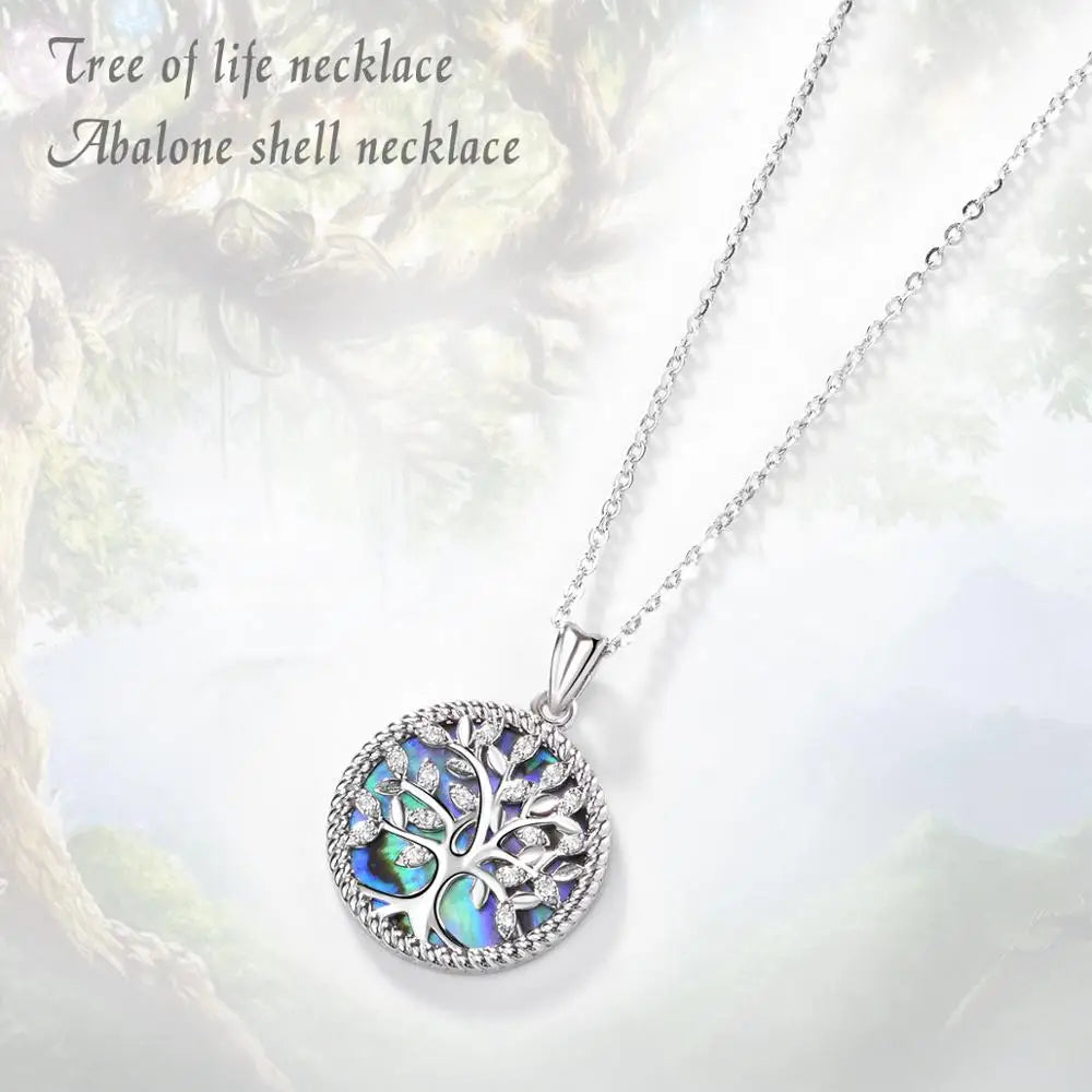 Colgante Árbol de la Vida con Piedra Nácar de Plata.