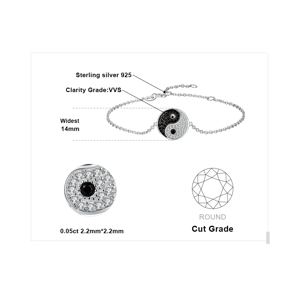 Pulsera De Plata, Cadena De Eslabones Y Diseño Yin Yang.