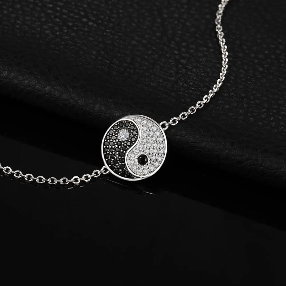 Pulsera De Plata, Cadena De Eslabones Y Diseño Yin Yang.