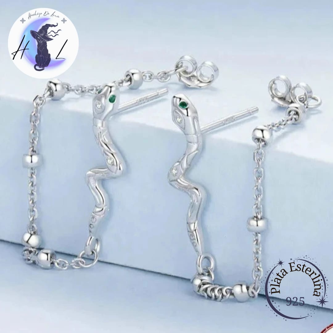 Aros De Plata Colgantes, Diseño Serpiente.