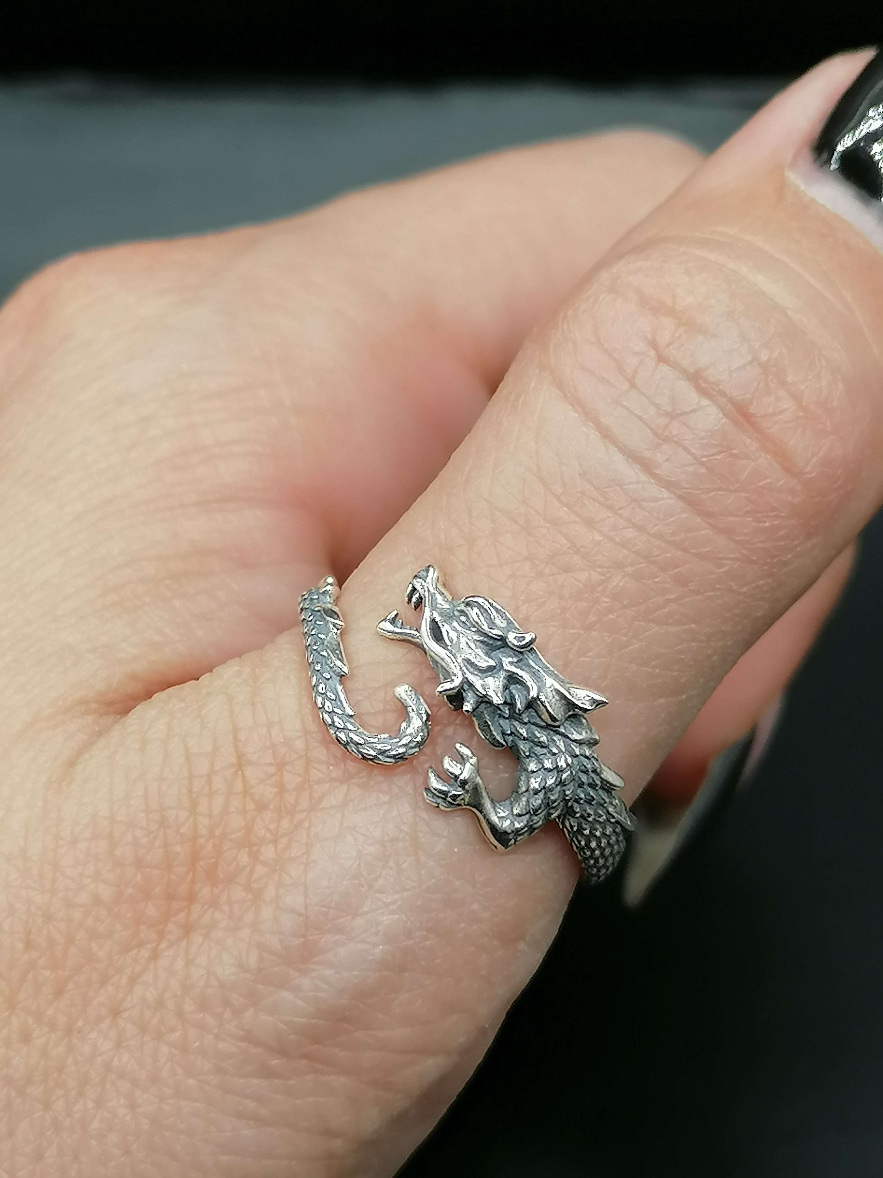 Dragón | Anillo Ajustable de Plata 925