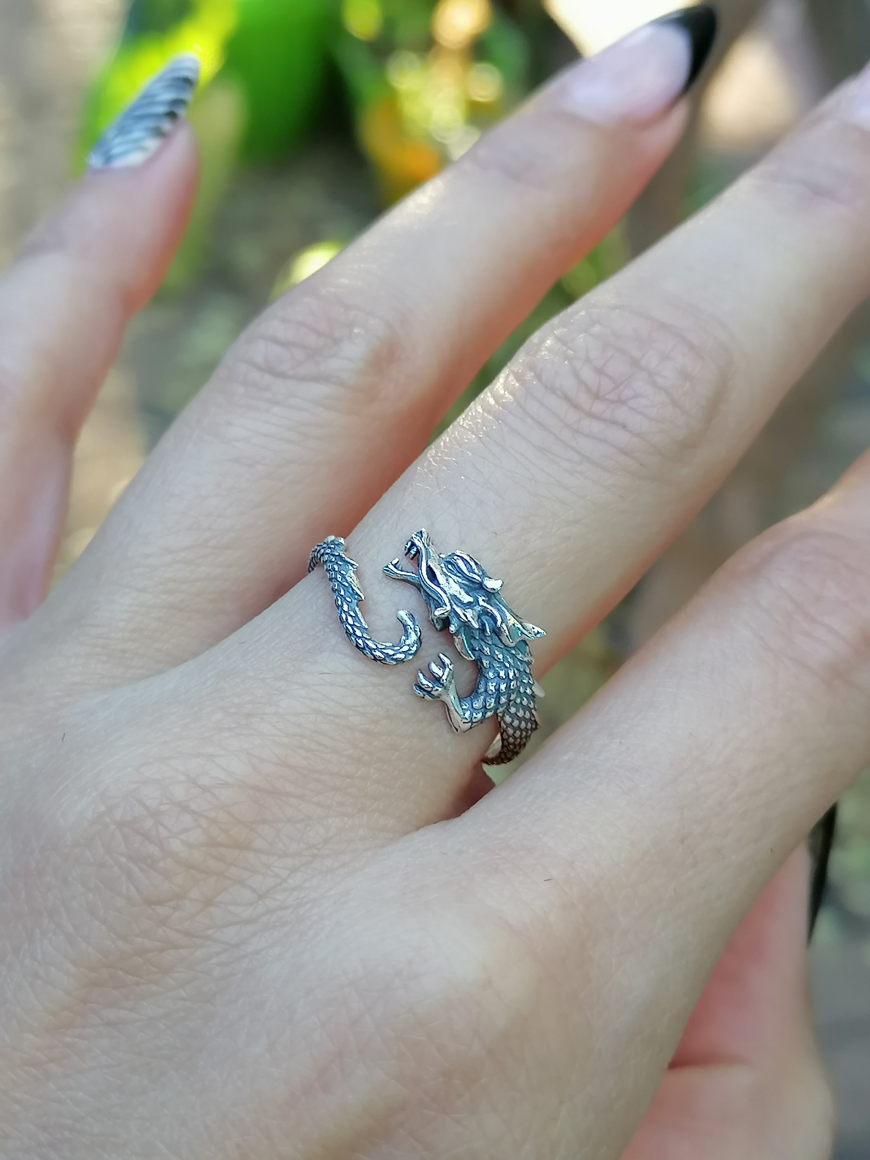 Dragón | Anillo Ajustable de Plata 925