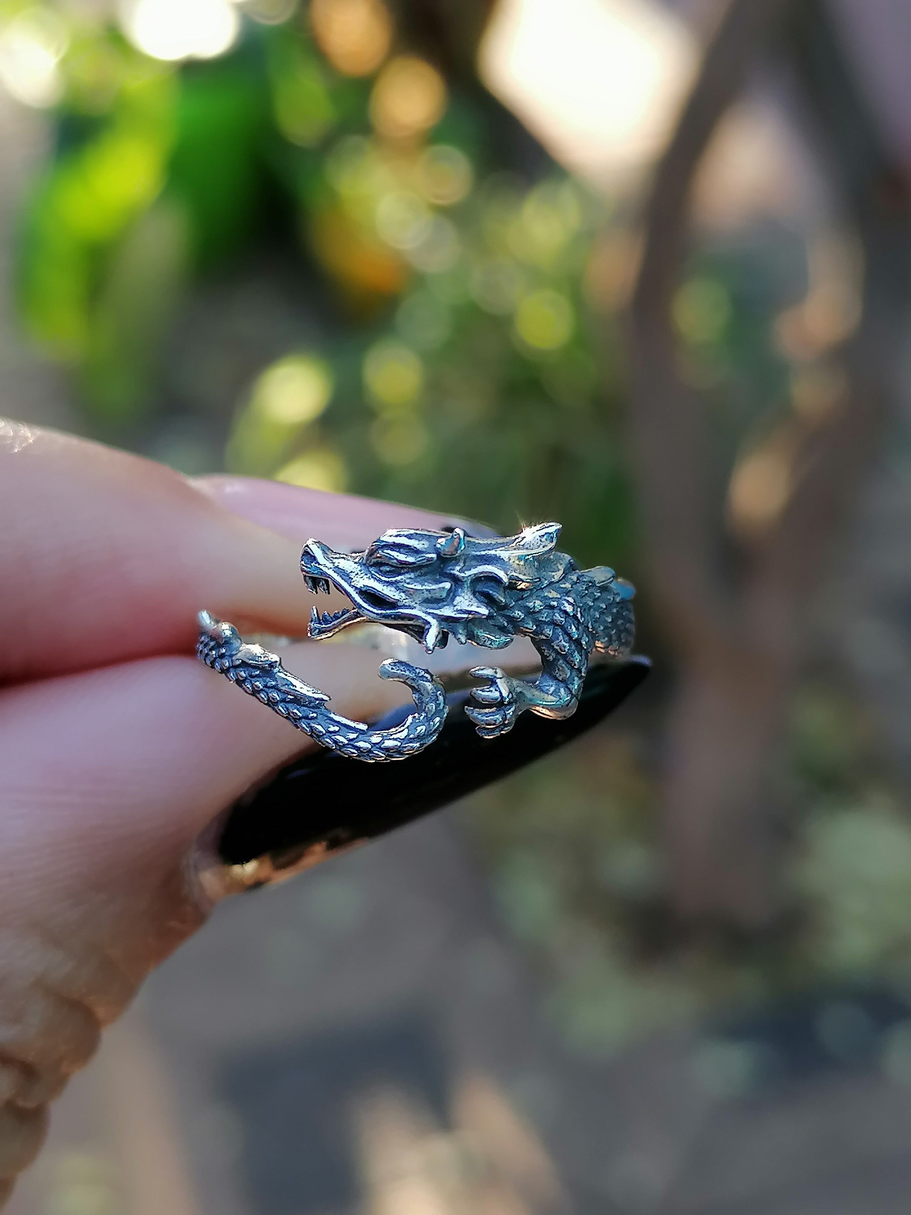 Dragón | Anillo Ajustable de Plata 925