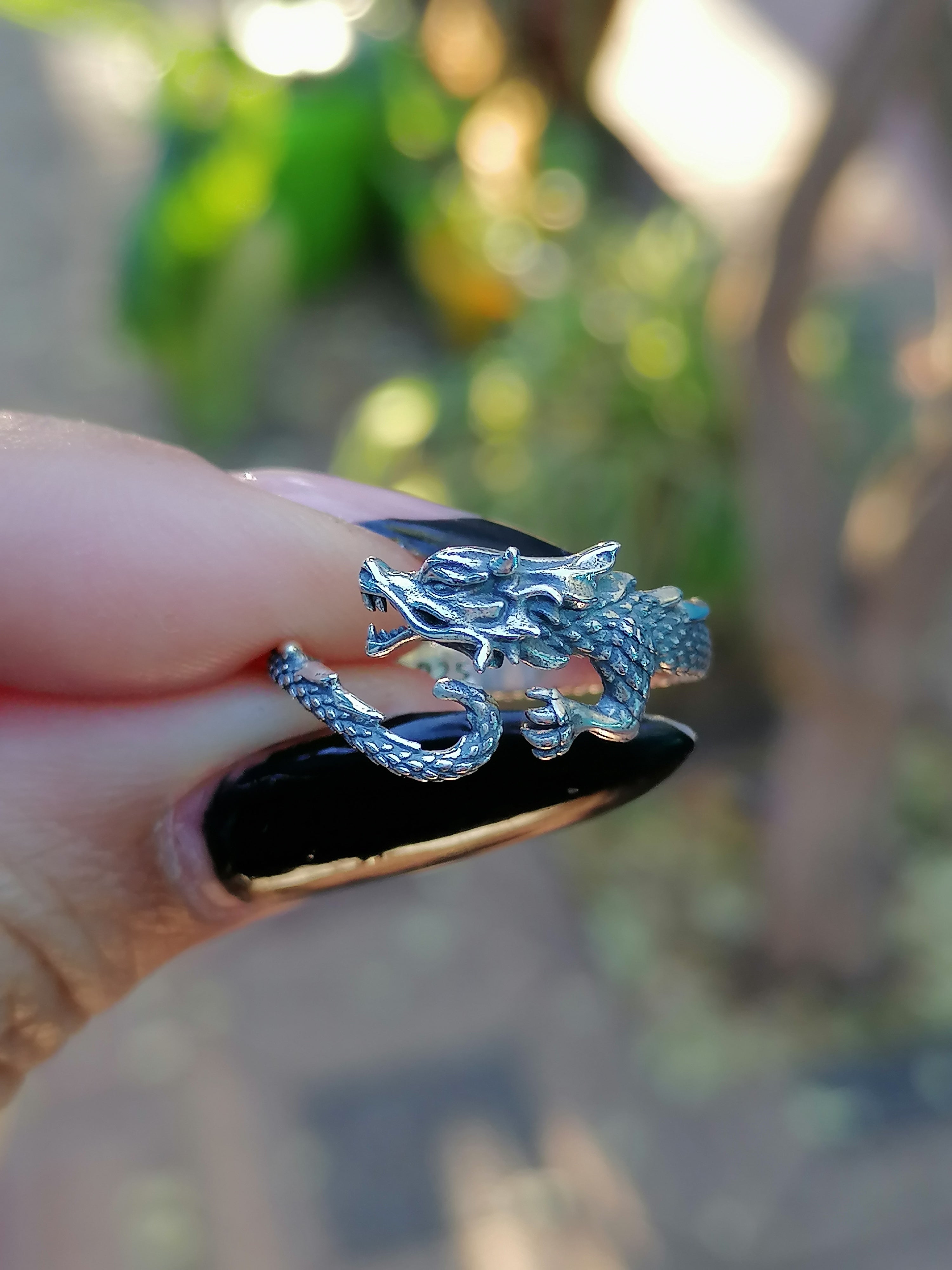Dragón | Anillo Ajustable de Plata 925
