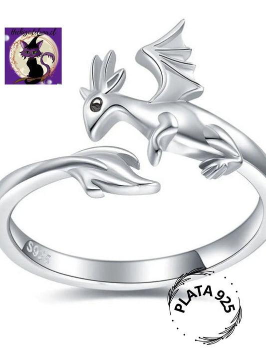 Anillo Ajustable de Dragon de Plata.