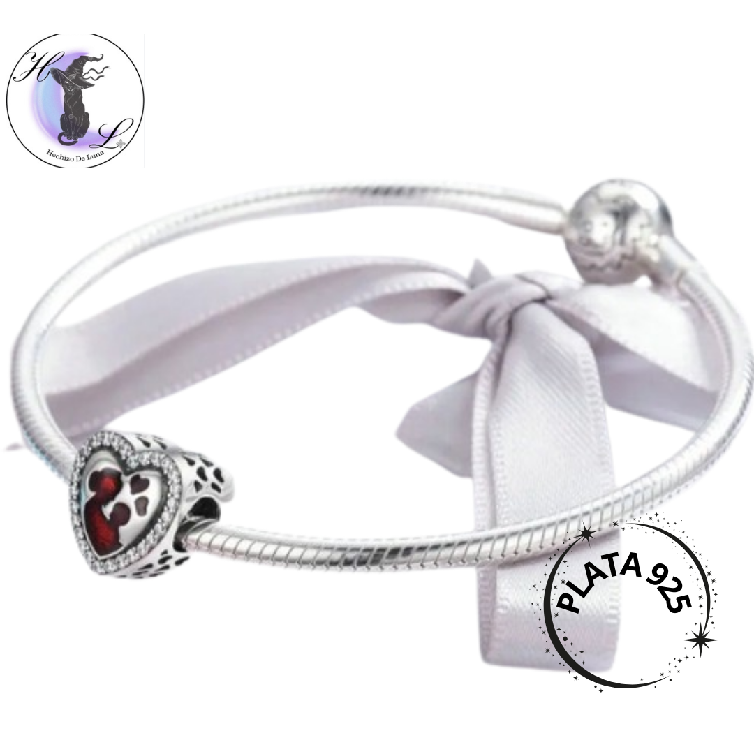 Charms Con Circonita Rosa de Plata.