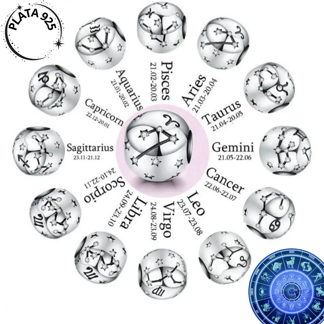 Charms con signos del Zodiaco de Plata.