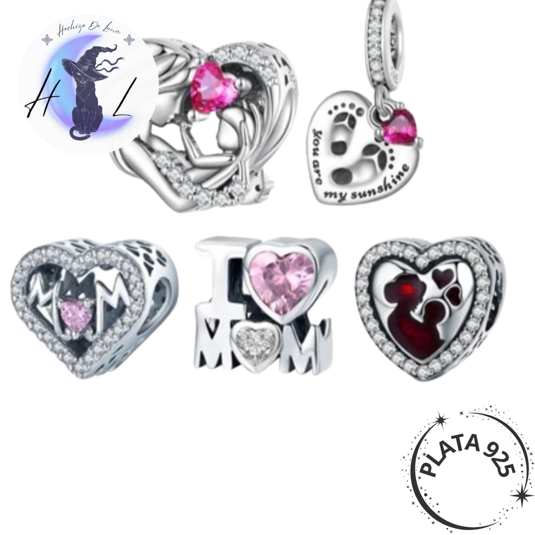 Charms Con Circonita Rosa de Plata.
