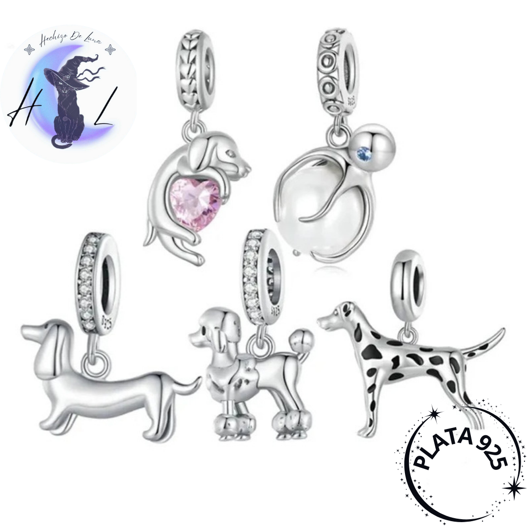 Charms Variados Diseños De Mascotas De Plata.