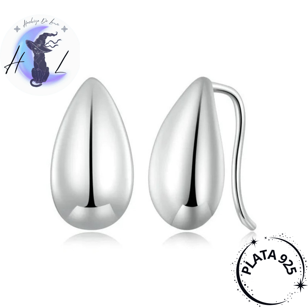 Aros Gotas De Agua De Plata.